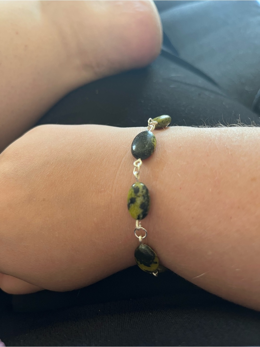 Yellow Turquoise Stone Link Bracelet - Women's Jewelry Handmade